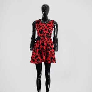 Chic Urban Diva Red & Black Rose Party Skater Dress